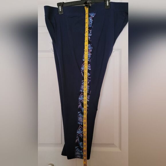 #026 Catherine's active blue leggings w paisley floral print stripe Sze. 3XWP - Picture 7 of 7